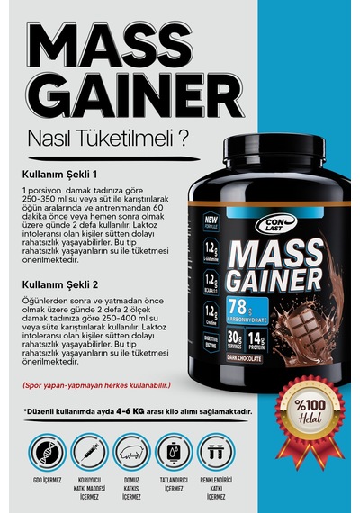 Whey Protein 2000g Mass Gainer 2000g Hediye Creatine Çikolatalı