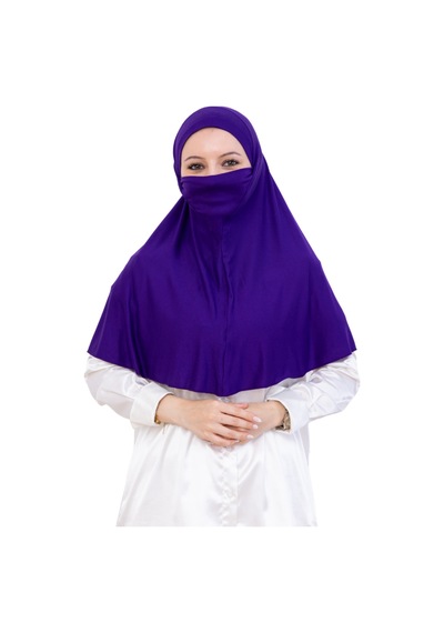 Modish Group Hazır Başörtüsü Pratik İslami Giyim Penye Peçeli Türban Namaz İçin Yumuşak Eşarp Mor