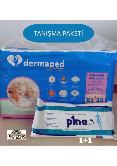 Dermaped Tanışma Paketi Belbantlı Hasta Bezi Xlarge 30 Adet + Pine Perine Havlu 50 Yaprak XL