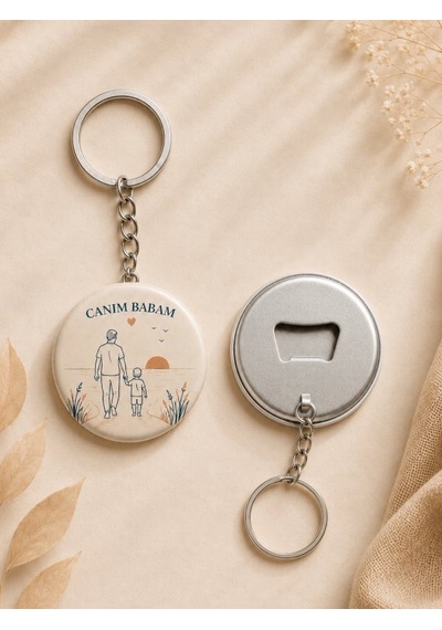 Babalar Günü Hediyesi Canım Babam Kartlı Anahtarlık 44 Mm Pvc Kaplı Metal Açacaklı