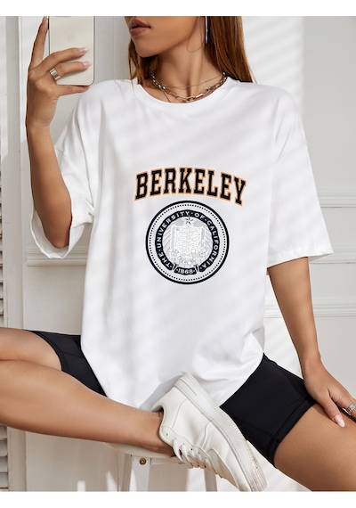 Uyguntarz Unisex Berkeley Baskılı T-shirt Beyaz
