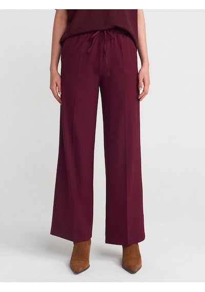Dilvin 71598 Uzun Dökümlü Şık Pantolon Bordo