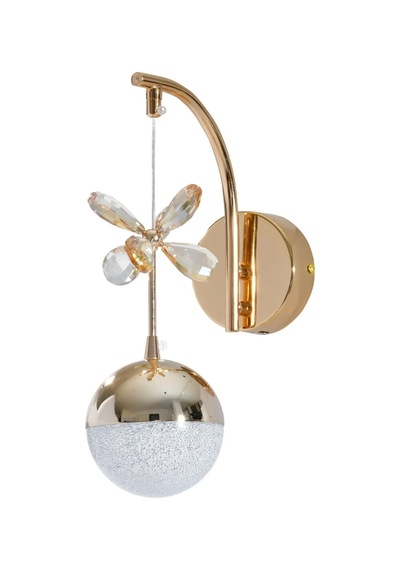 Lzy Avize Store Şık Sarkıt Led Aplik Gold Kristal Taşlı Sarı