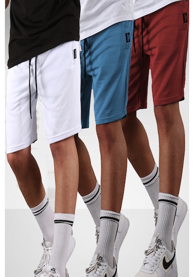 Madmext Beyaz-mavi-bordo Regular Fit 3'lü Şort Seti 5790 Beyaz/mavi/bordo