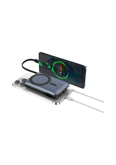 Magnetic Power Bank 10000 Mah Kablosuz Hızlı Şarj Magsafe Uyumlu Led Ekranlı, 22.5w Pd Qc Taşınabilir Şarj Cihazı, Standlı, Type-c Usb Powerbank Güç Kaynağı Yeşil