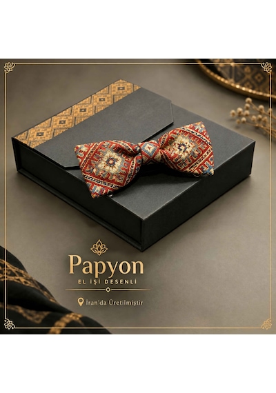 Kolaydoy Desenli Kumaş Papyon Erkekler İçin Şı Kırmızı/gümüş Desenli
