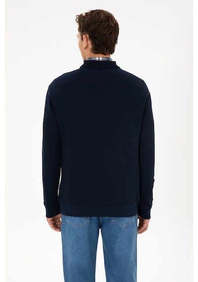U.S. Polo Assn. Erkek Comfort Fit Yarım Fermuarlı Lacivert Sweatshirt 50316484-VR033