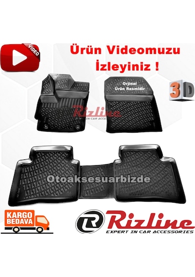 Toyota Corolla Uyumlu 3D Paspas Havuzlu Siyah Sedan 2019 Sonrası Rizline N11.19689