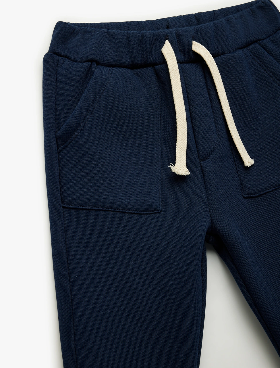 Koton Beli Bağcıklı Cep Detaylı Şardonlu Jogger Eşofman Altı Lacivert 6wmb40116tk Lacivert