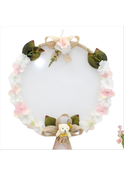 Süslebabypartystore Çiçekli Ve Ayıcıklı 37Cm Kasnak Kapı Süsü Çok Renkli