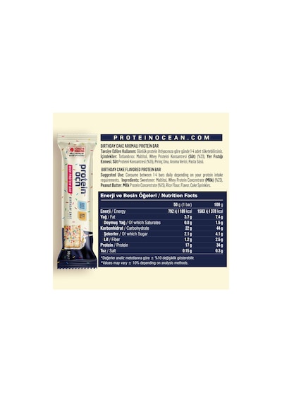 Protein Bar - Birthday Cake Aromalı - 50g X 12 Adet