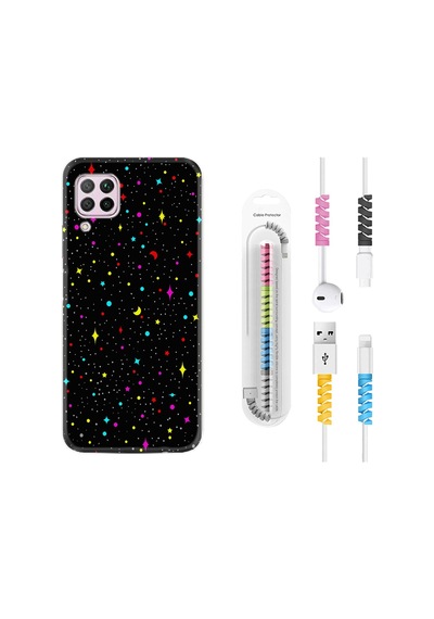 Huawei P40 Lite Kılıf Kablo Koruyuculu Puantiye Ve Ay 1726