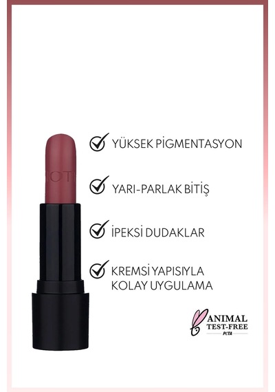 Note Deep Impact Lipstick Kremsi Dokulu Yarı Parlak Ruj 08 Sophisticate Burgundy - Kırmızı
