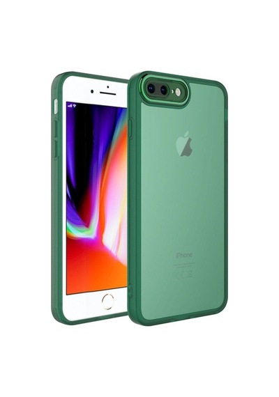 Apple Uyumlu iPhone 7 Plus Kılıf Kamera Korumalı Transparan Zore Post Kapak Koyu Yeşil