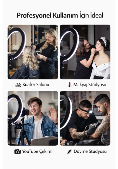 Ring Light Led Işık Halkası 21 Inç 54 Cm Profesyonel Stüdyo Işığı Ve 210 Cm Döküm Ayak Kumanda Çanta Siyah