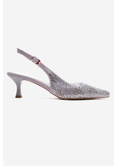 Luvishoes Nella Gümüş Taşlı Kadın Topuklu Ayakkabı Gümüş