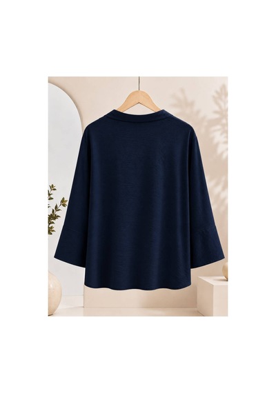 Miss Meliss Kendinden Düğmeli Kadın Gömlek Lacivert Lacivert
