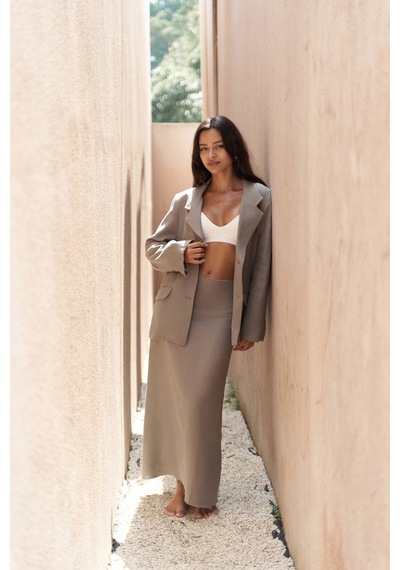 Mai Studios Co. Brenna Füme Keten Blazer Füme