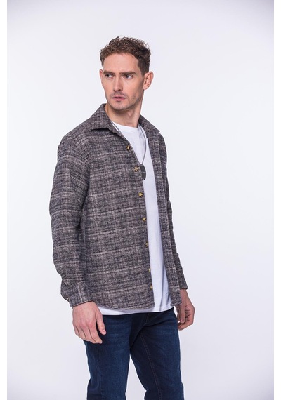 Oversize Oduncu Yumuşak Dokulu %100 Cotton Hediye Kutulu Erkek Gömlek Fs-002168 - Pudra-1744