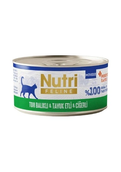 Nutri Feline Mousse Ton Balıklı Tavuk Etli Ve Ciğerli Tahılsız Yetişkin Kedi Konservesi 70 Gr