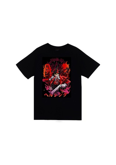Helsing Anime Baskılı Unisex %100 Pamuk Siyah T-shirt SIYAH