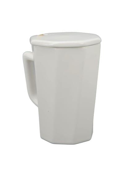 Mermer Tasarımlı Kapaklı Kaşıklı Sıcak Tutan Kupa Bardak Fincan Mug Mini Motivasyon Termos 330 Ml. Beyaz