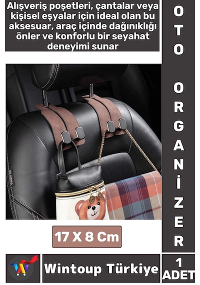 Ergonomik Araç Organizer Poşet Gömlek Takım Elbise Kıyafet Telefon Tutucu Araç İçi Koltuk Kancası