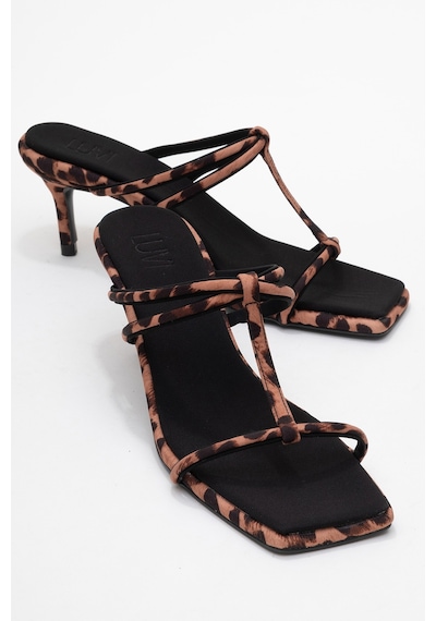Luvishoes Luvi Shoes Mocha Siyah Sarı Desenli Kare Burunlu İnce Bantlı Kadın Topuklu Terlik Leopar Luvishoes Luvi Shoes Mocha Siyah Sarı Desenli Kare Burunlu İnce Bantlı Kadın Topuklu Terlik Leopar