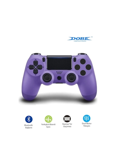 Ps4-pc-android Box-android-Apple Uyumlu iOS Telefon Tablet Titreşimli Bluetooth Oyun Kolu Mor
