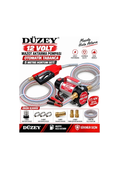12 Volt Mazot Aktarma Pompası&5 Metre Telli Hortum&otomatik Akary