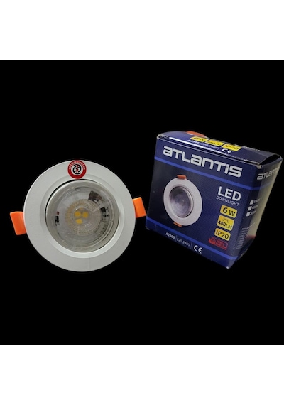 Atlantis 6 Watt 6W Cob Led Spot Beyaz Kasa Yuvarlak Beyaz Işık