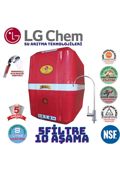 Lg Chem Cool Kırmızı Beyaz 8 Lt 5 Filre 10 Aşama Su Arıtma Cihazı