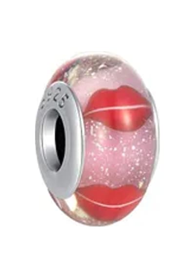 Fubena Öpücük Murano Charm Gümüş