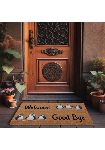 Valerine Life Penguen Welcome Ve Good Bye Kapı Önü Paspası 45x70cm