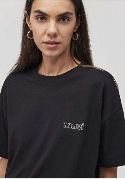 Mavi Kısa Kollu Siyah Kadın T-shirt M1611309-900 SIYAH