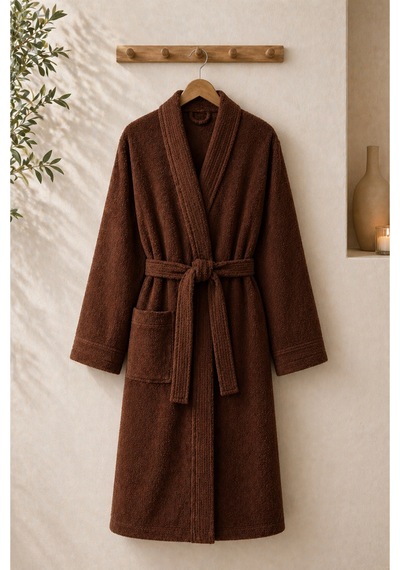 Veramoni Rituals Serisi Pamuklu Kimono Bornoz - Kahverengi - S/m