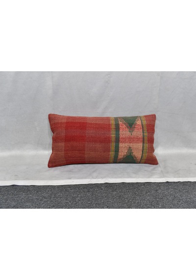 Zehra Abla Halı Yeni El Dokuma Dekoratif Lumbar Kilim Kırlent Yastık Kılıfı 6653 Çok Renkli