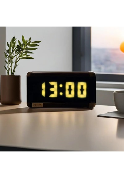 Dijital Led Duvar Ve Masa Saati Ve Derece - Sarı Kasa Ölçüleri: 7x17 Cm