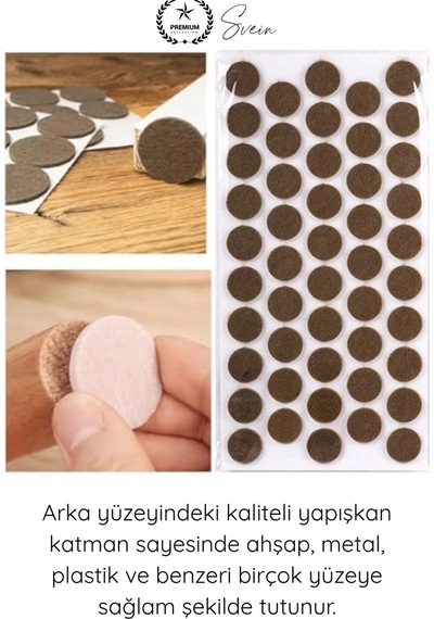 Keçe Yapışkanlı Yuvarlak Keçe 20mm 48 Adet Kahve Mobilya Altı Zemin Koruyucu Çizik Önleyici Sessiz Kahverengi