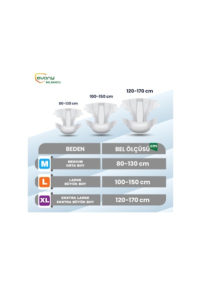 Evony Hasta Bezi Yetişkin Bel Bantlı Tekstil Yüzey L-Büyük Boy 3 x 30'lu