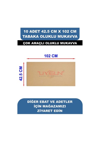 10 Adet 42.5cm X 102cm Baskısız Tabaka Oluklu Mukavva, Çocuk Etkinlik Kartonu, Maket Kartonu, Kargo Kartonu