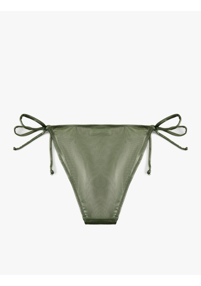 Koton Astarlı Biyeli Yanları İpli Parlak Bikini Altı Yeşil 5sak00109mm Yeşil