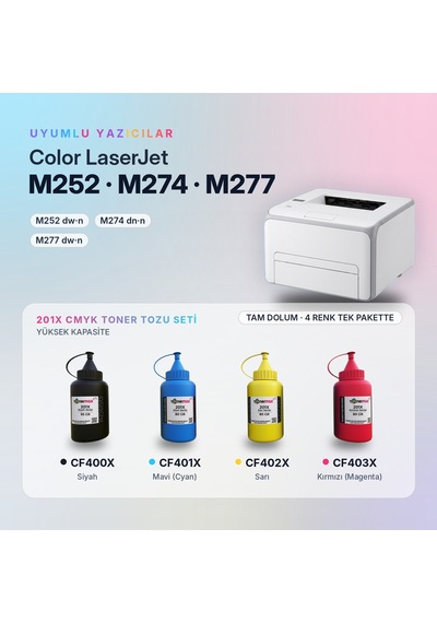 Hp 201x Toner Tozu Takım / Color Laserjet Pro M252 / M274 / M277 / Cf400x / Cf401x / Cf402x / Cf403x