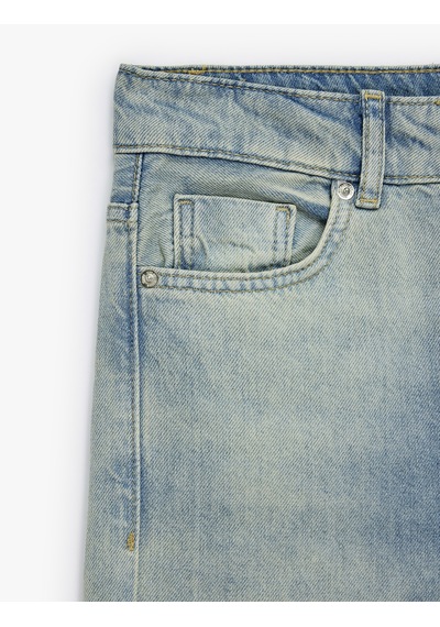 Koton Düşük Bel Pamuklu Düz Paça Denim Pantolon - Straight Fit Jean Açık İndigo 6sal40201md Koton Düşük Bel Pamuklu Düz Paça Denim Pantolon - Straight Fit Jean Açık İndigo 6sal40201md