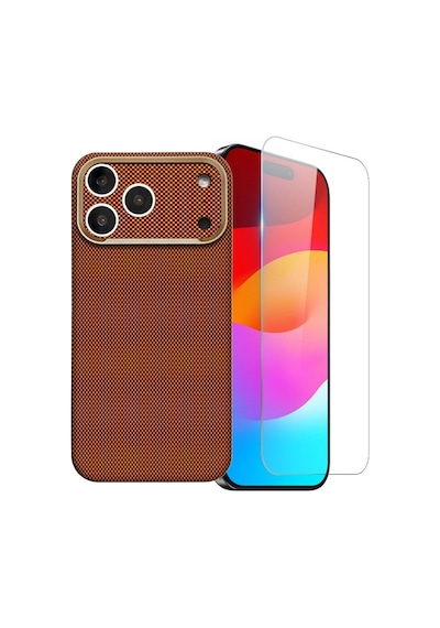 Nihcase Apple iPhone Uyumlu 17 Pro Kılıf M-safe Şarj Özellikli Paris Zerre Sert Pc Kapak + Ekran Koruyucu