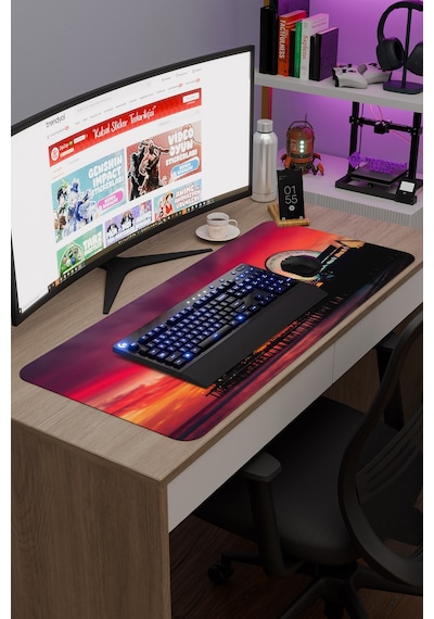 Santa Monica Kaliforniya Abd V1 90x40 Xxl Gaming Kauçuk Kaymaz Taban Mouse Pad Fare Altlığı
