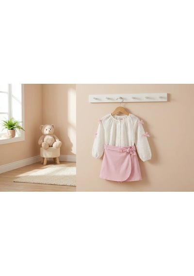 Mutlu Bebe %100 Pamuk Bayramlık Kız Çocuk Şort Etekli Takım Fiyonklu Bluz Ve Pembe Şort Etek 2 Li Şık Kombin Beyaz Mutlu Bebe %100 Pamuk Bayramlık Kız Çocuk Şort Etekli Takım Fiyonklu Bluz Ve Pembe Şort Etek 2 Li Şık Kombin Beyaz