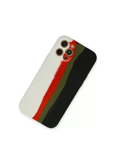 Apple iPhone Uyumlu  Uyumlu 12 Pro Kılıf Ebruli Lansman Silikon - Beyaz-siyah