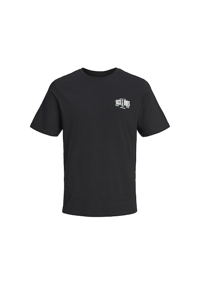 Jack & Jones Erkek Gögüs Baskili Bisiklet Yaka Tisört - Aero - 12298488 Siyah