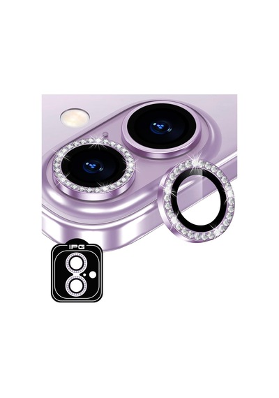 İphone Uyumlu Prolens Elmas Taş Çerçeveli Kamera Lens Koruyucu Hd Netlik, Çizilmez Alumina Silikat Temperli Cam, Bireysel Kamera Lens Kapağı Mor, İphone 16/16 Plus